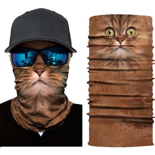 Seamless Magic Bandana Animal Cat Dog Wolf Lion Neck Warmer Tube Gaiter Scarf Face Shield Headband Snowboard Bicycle Headwear