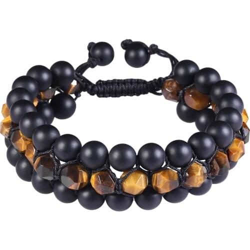 Handmade Bracelet 3-Layer Braid Crystal Stone Beads Braided Bracelet Adjustable Vintage Jewelry