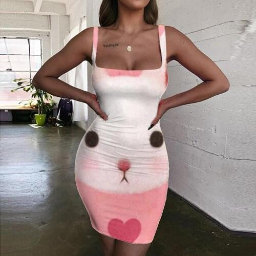 Giyu Brand Rabbit Dresses Women Animal Sundress Love Halter Sleeveless Lovely Vestido Sexy Womens Clothing Mini Evening New Boho