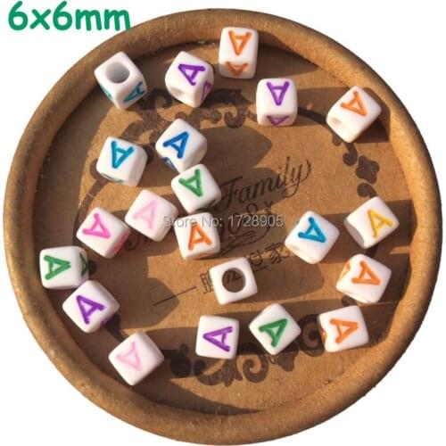 Beads with letters for jewelry making Colorful Acrylic Letter beads A a-z letters Alphabet Cube Beads 6x6mm 1/4"x1/4" 2600pcs