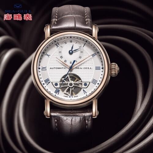 Seagull Watch Dual Time Zone Watch Mens Automatic Mechanical Watch 40mm Hollow Watch Fashion Waterproof Watch 6041