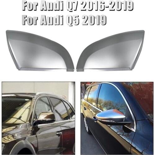 2pcs Auto Left Right Rearview Mirror Cover Shell Matte Chrome Silver For Audi Q5 2019 Q7 2016 2017 2018 2019 Car Accessories