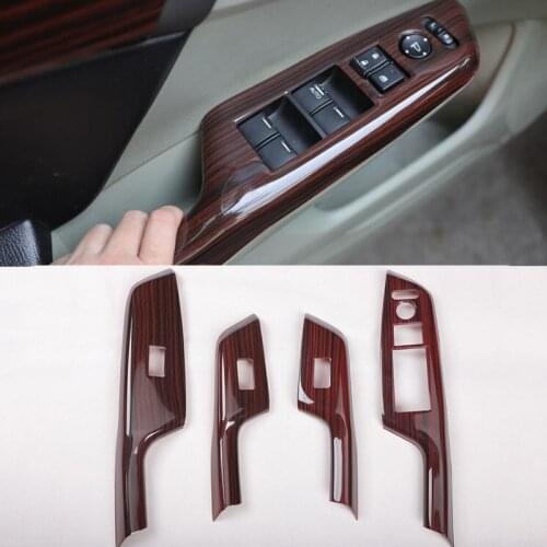 For Honda 9th Civic 2012 2013 2014 2015 Peach Wood Grain Window Lock Lift Panel Trim Frame 4PCS