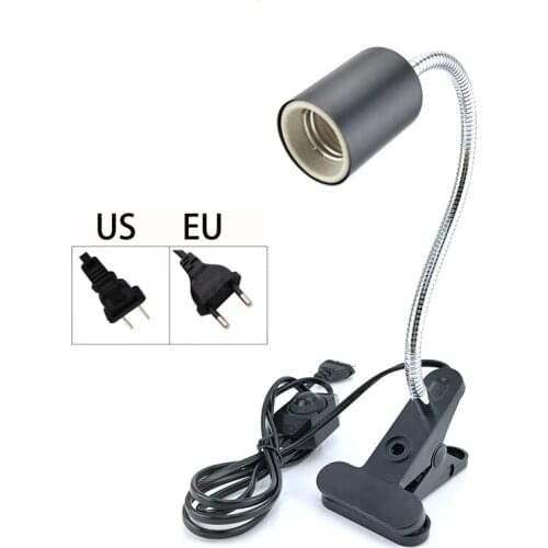 E27 Base Lamp Clip Holder Flexible Clip adjustable Switch for Desk animal Reptiles box Light LED Bulbs Base 220V 110V EU/US Plug