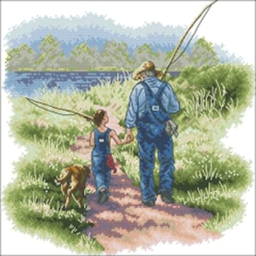 Go fishing patterns Counted Cross Stitch 11CT 14CT 18CT DIY Chinese Cross Stitch Kits Embroidery Needlework Sets