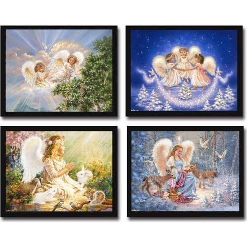 No frame classical angels baby girl oil painting canvas printings oil painting printed on cotton wall art decoration picture