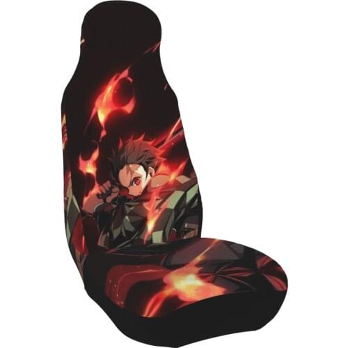 Classic Cloth Seat Covers Demon Slayer car chair cover Front Set with Gift Universal Fit for Cars Trucks SUVs