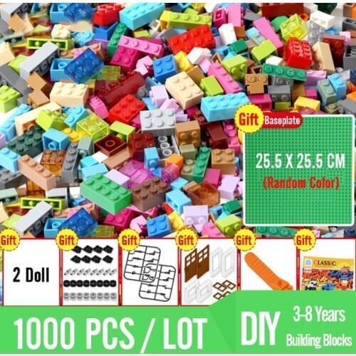 450-1000PCS Children DIY Brand City Building Block Classic Bricks Bulk Model Figures With Baseplate Educational Toys Kids Gifts