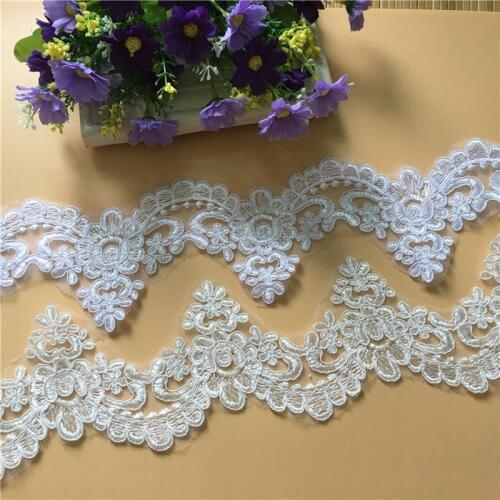 1Yard Luxury Car Bone Lace Trim Cording Sewing Boutique Fabric Wedding Dress Accessories Lace Applique