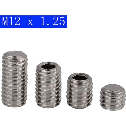 M12 x 1.25mm ( 12mm ) FINE PITCH Grub screws socket SET screws 304 stainless steel DIN 913