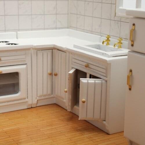 1Pcs 1:12 Dollhouse Miniature Kitchen Furniture White Cupboards Display Cabinet Children Gift