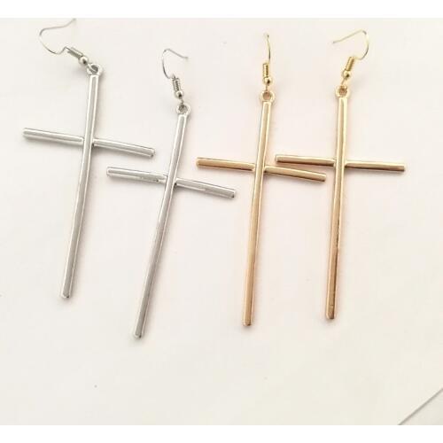 New Fashion European and American Creative Punk Earrings Fashion Textured Long Cross Earrings for Women