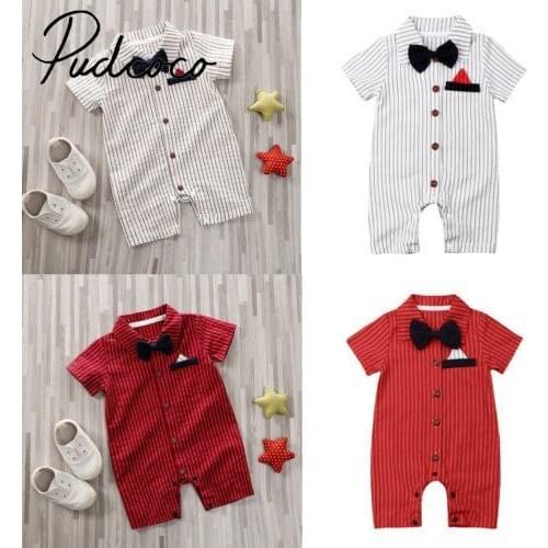 New Pudcoco Newborn Infant Baby Boy Christening Wedding Party Romper Short Sleeve Jumpsuit Popualr Little Gentleman Outfits