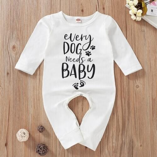 Newborn Infant Baby Boy Girl Clothes Letter Print Cotton Romper Jumpsuit Playsuit Autumn Clothing 3-18M