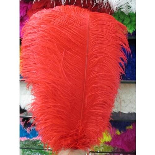 Wholesale! 50pcs natural red ostrich feathers 22-24 inches / 55-60cm wedding and scenography