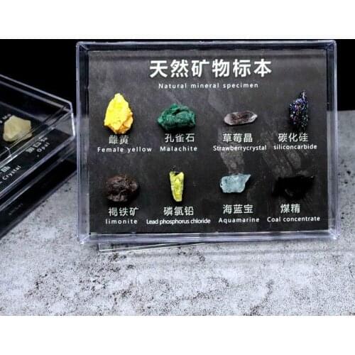 Natural gemstone ore paleontology fossil meteorite gift box original stone gift ornament geological science teaching specimen