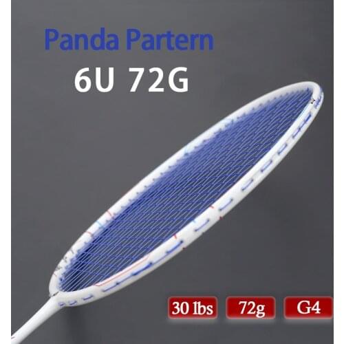 Professional 100% Carbon Fiber Badminton Rackets String Panda Partern Ultralight 6U 72g Racquet Bags Speed Sports 22-30LBS Adult