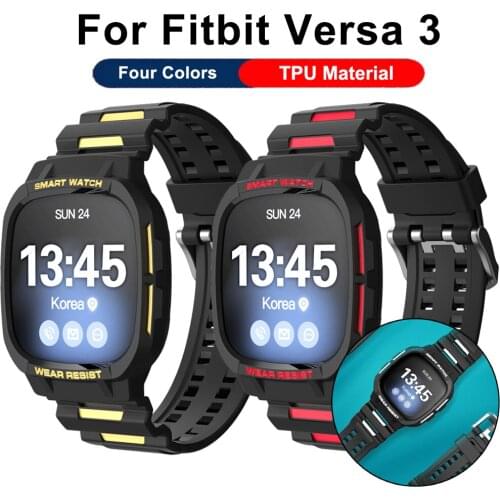 Strap for Fitbit Versa 3 Smart Watches Shell Protector Sport Rubber TPU Shell Protector Replacement Strap Unisex Case bracelet