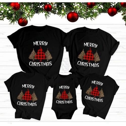 Merry Christmas Tree Family Clothing Harajuku Shirt Tops for Women Christmas Gift Family Matching Clothes Father Mother Look