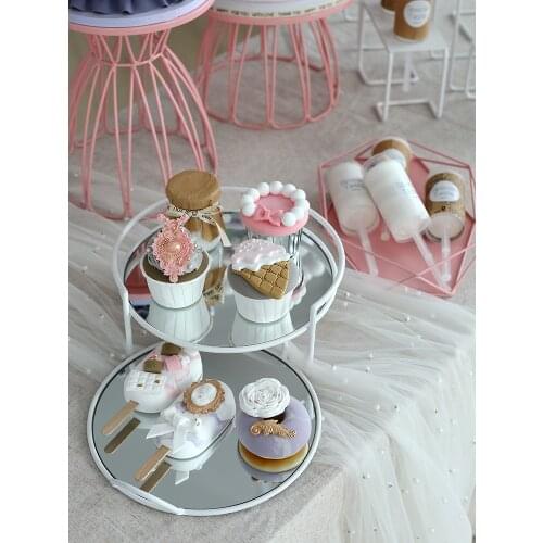 SWEETGO Pink Cake Stand White Cupcake Glass Tray 1 Piece Girl Birthday Home Decoration Candy Bar Dessert Table Party Supplier