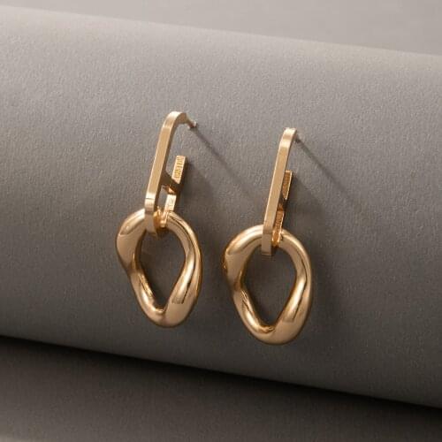 HuaTang New Fashion Gold Color Metal Drop Earrings for Women Vintage Simple Knot Twist Earrings Statement Jewelry Party Gift