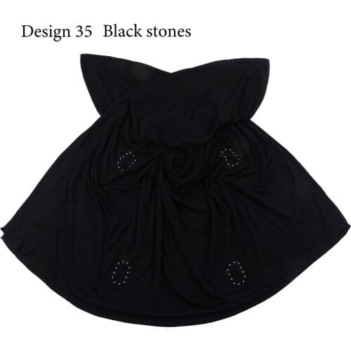 Fashion Crystal AB Rhinestone Cotton Jersey Hijab scarf shawl Good Stitch with Beautiful Lines for Muslim women Design 35