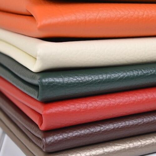 Width 55'' Solid Color Large Litchi Artificial Leather Fabric By The Half Yard For Sofa Background Wall Shoes Material