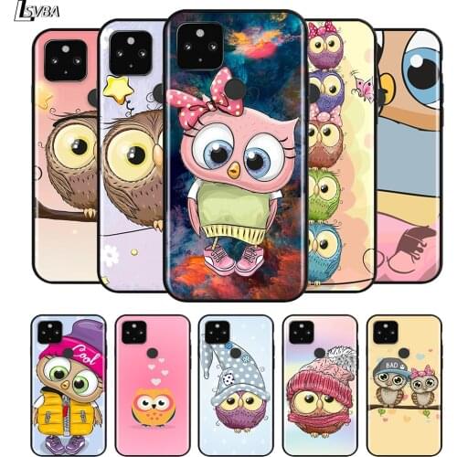 Silicone Black Soft Fundas Cover Cute Owl Hearts Lover For Google Pixel 5 4a 5G 4 XL Anti-fall Popular Phone Case