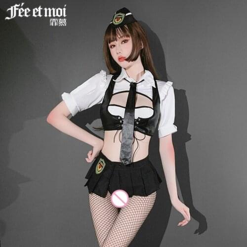 Sexy lingerie sexy hip burst milk seduction police pleated skirt uniform suit female 7931 sex toys adult toy