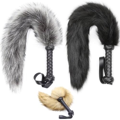 Sexy Spank Fluffy Tail Whip With Sword Handle Butt Plug BDSM Fantasy Flogger Cosplay Slave Slut Sex Toys For Couples Kinky Whips