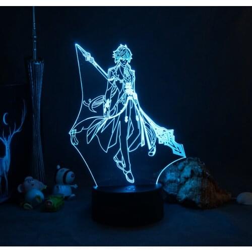 Genshin Impact 3D Night Light Illusion Lamp Hot Game Light for Bedroom Decor LED Light Atmosphere Bedside Night Lamps Kids Gift
