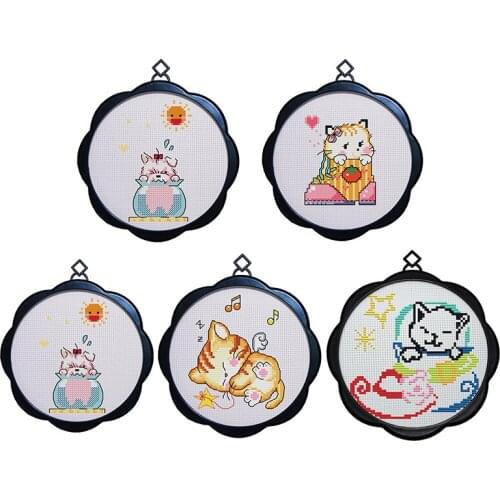 Kinds of Cats DMC DIY Cross Stitch Set Needlework Embroidery Cross-Stitch Kit Handwork Fabric 11CT Animal Kits
