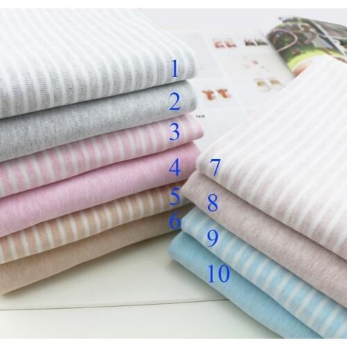 High Qulity Cotton Knitted Fabric Elastic Lycra Cotton Striped Fabric for Baby T-shirt Pajama Clothes 50*170cm