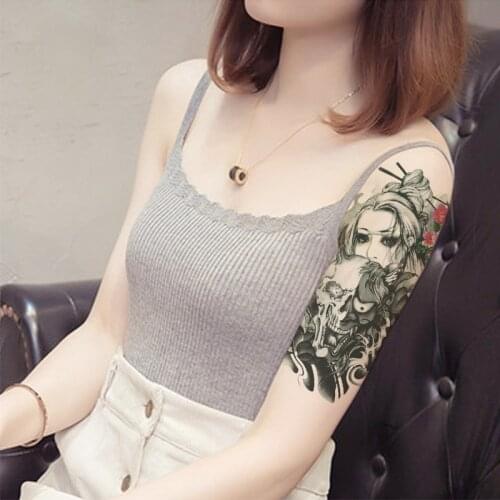 High Quality Waterproof Skull and Rose Temporary Tattoo Can be Removed Large Arm Body Art Tattoos Sticker fake tattoo Sticker