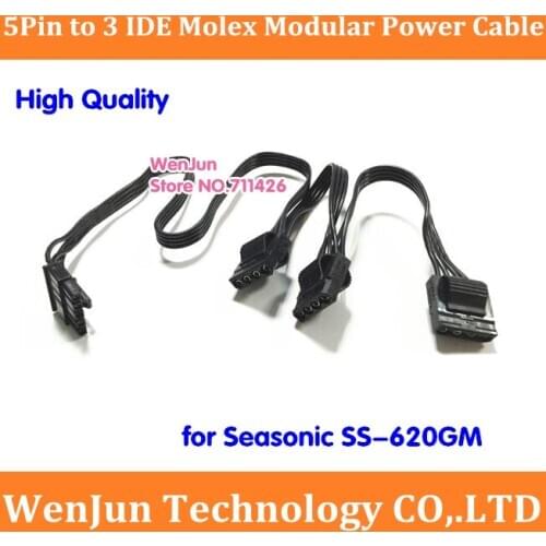 1pcs/lot High quality 5 Pin male to 3 IDE Molex 4pin Modular Power Supply Adapter Cable for Seasonic SS-620GM