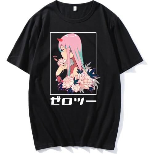 Fuuny Darling Franxx T-Shirt Zero Two Short Sleeve Japanese Anime Unisex Hipster Casual T Shirt Male Manga Fashion Tshirt