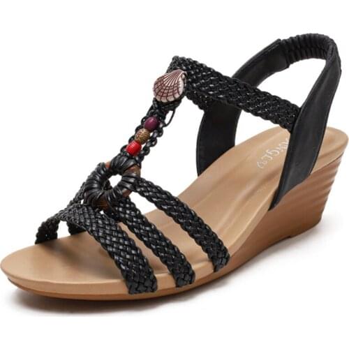 2021 Summer Shoes Women Roma Sandals Elegant Ladies Party Shoes Women Wedges Sandals Elegant Woman Shoes Wedge Heels 5cm