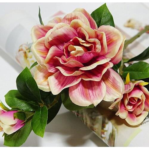 1Pc 3 Heads Artificial Flower Wholesale Gardenia Flower Home Decoration Fake Flower Wedding Flower Silk Gardenia