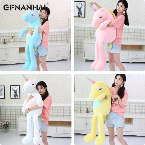 1pc 85/110/140cm Giant Size Rainbow Unicorn Plush toy kawaii Animal Soft Unicorn Dolls Stuffed Lovely Toys Home Decor Gift