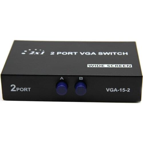 2 Port HD VGA SVGA Sharing Switch Box For LCD PC TV Monitor Video 2 In 1 Out for PC Laptop