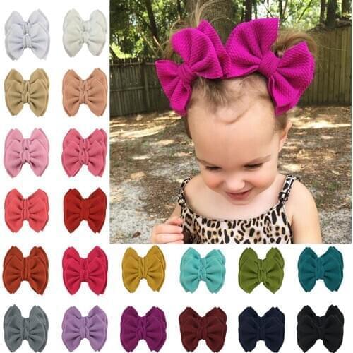 20Pcs/20Pairs 5'' Double Layer Waffle Bow Knot With Clips For Children Girls Hair Accessories Baby Boutique Barrettes Headwear
