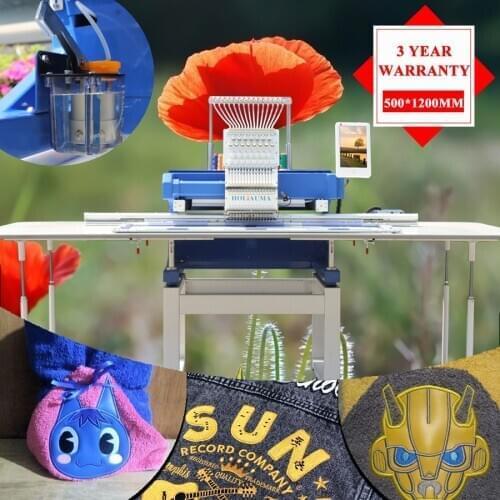 3 Years Quality Warranty!!!Single Head Holiauma T Ajima Computerized Cnc Embroidery Machine for Hat/Cap/T-Shirt/Cloth 500*1200