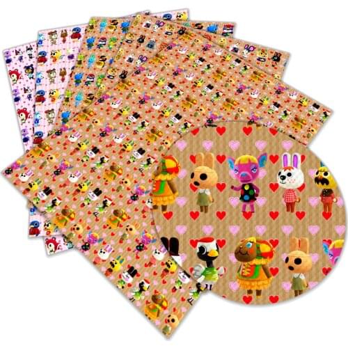 30 cm x 136 cm Different Cartoon Animals Synthetic Leather for DIY Hair Bows Handbags DIY Materials