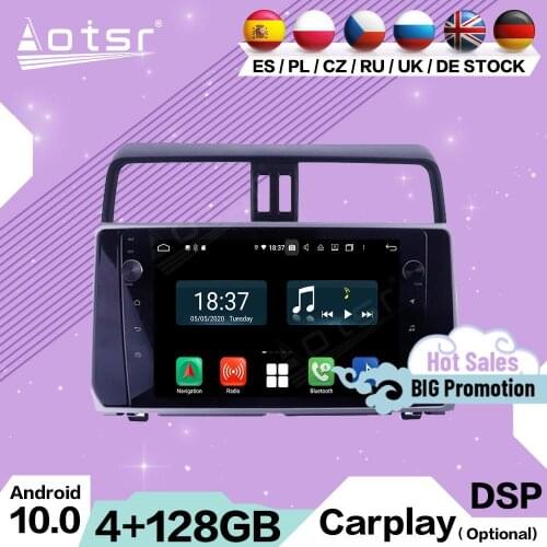 4+128G Carplay Multimedia Stereo Android 10.0 For Toyota Prado 2018 2019 GPS Navigation Audio Video Car Radio Receiver Head Unit