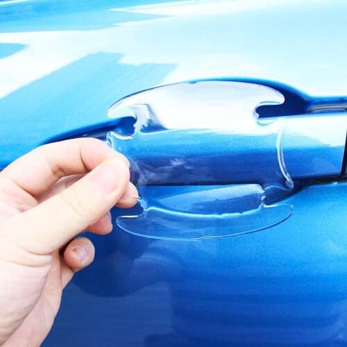 4Pcs Car door handle stickers protector film Car Accessories For Nissan Qashqai J11 J10 Juke X-trail Skoda Rapid Octavia Fabia