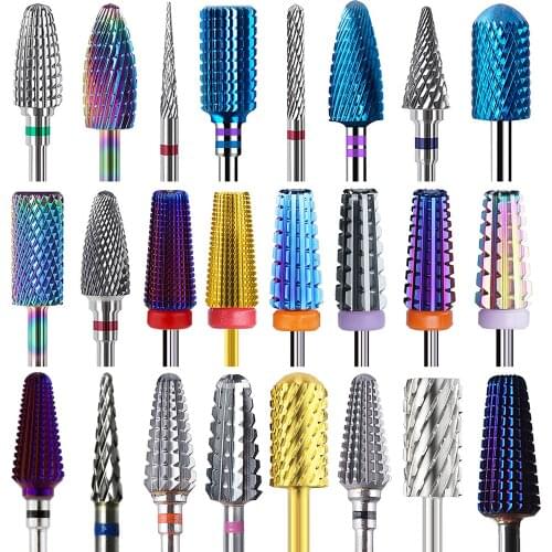 5PCS 5 IN 1 Tapered Tungsten Nail Drill Bits Nail Mills Cutter Nails Accessories For Electric Nail Drill Machine Polish Tools