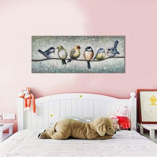 Abstract Hand Painted Oil Painting Modern Canvas home Living Room hotel Bedroom Decor Handmade Sofa backdrop Wall Birds Painting