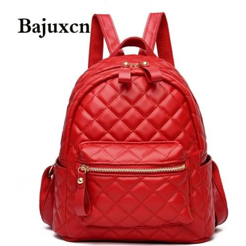 Brand Rhombus Backpack Soft Leather Multifunctional Travel Backpack 2021 Summer New College Style School Bag