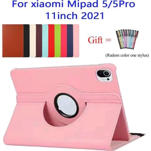Case for Xiaomi Mi Pad 5 11 Inch(2021) Case Stand Cover 360 Rotating Xiaomi Mi Pad 5pro PU Leather Flip Tablet Case +Stylus pen
