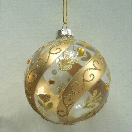16pcs/pack Diameter=8cm Gold Painting Glass Globe Christmas Tree Decorated Glass Ball Christmas Day Glass Pendant